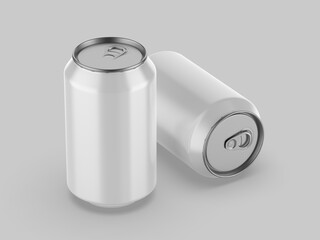 Blank metallic can drink beer soda water juice packaging empty mock up aluminum container 3d illustration.