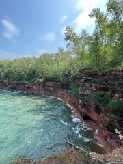 Craggy shoreline of lake superior