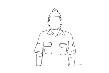 A veteran stood tall. Veteran day one-line drawing