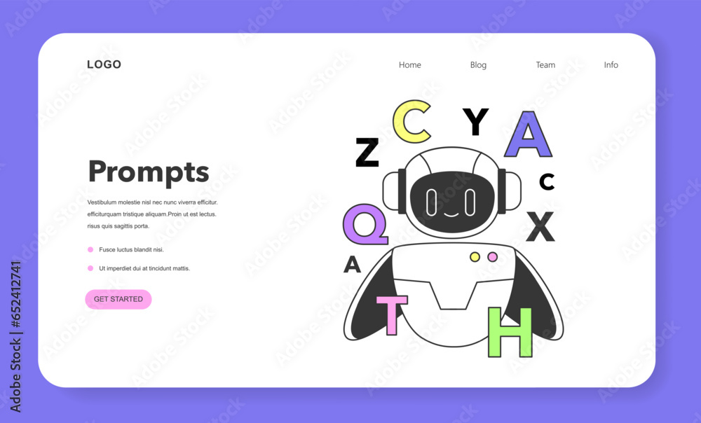Poster prompt-engineering to a artificial neuron network web banner or landing