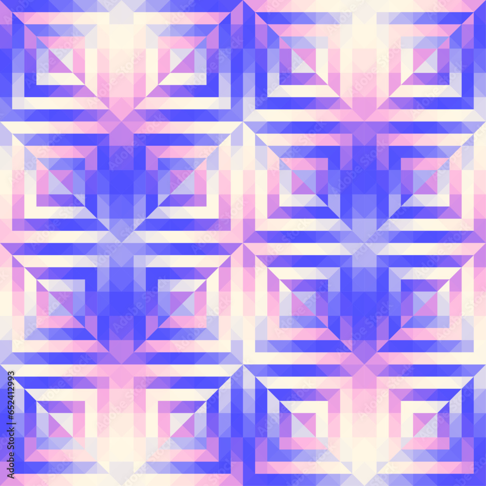 Poster Geometric seamless abstract pattern in low poly style. Small squares regular pattern. Seamless gradient
