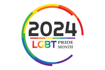 LGBT Pride Month. Rainbow love concept. LGBT flag. Bisexual, Lesbian, Gay, Transgender. Human rights and tolerance. Card, poster and banner. Vector illustration