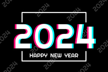 Creative concept of 2024 Happy New Year poster in social media style. Design template with typography logo 2024 for celebration. New year design template for social media post and cover