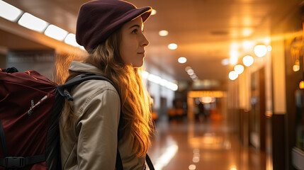 Obraz premium a young woman at an international airport
