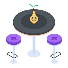 Get this isometric icon of restaurant table 