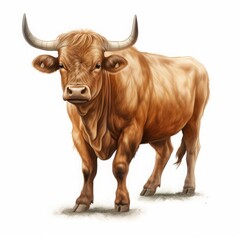 bull drawing on white background.