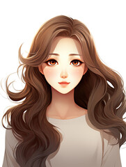 Cartoon beautiful woman with long golden hair