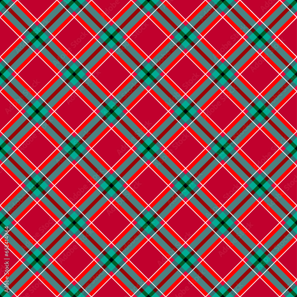 Poster Patchwork textile pattern. Seamless plaid design background. Merry Christmas cozy pattern.