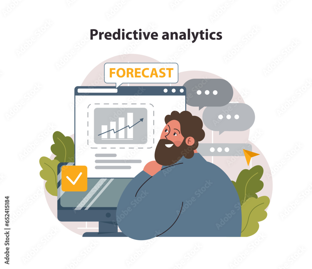 Poster predictive analytics. process of using data to forecast future outcome.