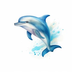 dolphin cartoon drawing on white background.