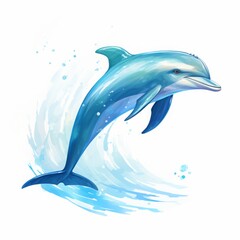 dolphin cartoon drawing on white background.
