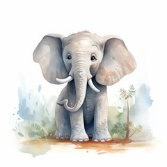 elephant cartoon drawing on white background.