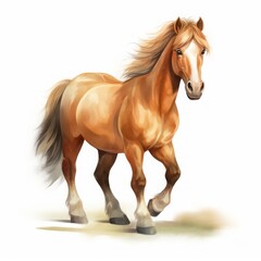Obraz na płótnie Canvas horse color cartoon drawing on white background.