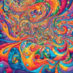 Abstract exotic and vibrant fractal illustration with zen tangle inspirations
