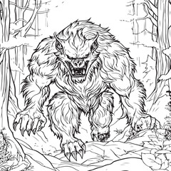 werewolf full moon coloring page