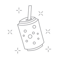 Soda can thin line icon on white background