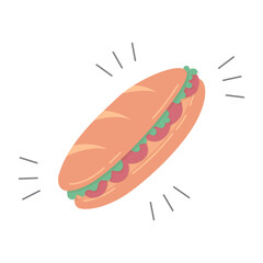 Sandwich color icon in flat style on white background