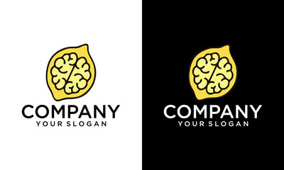 Logo of a fruit style brain. This logo is suitable for many purpose as healthy food, brainstorm team, creators, artists and more.