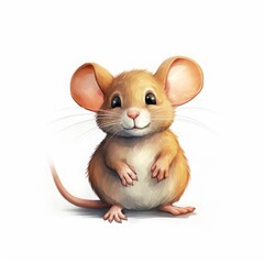 mouse cartoon drawing on white background.