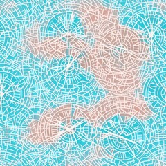 Abstract seamless time pattern in colored lines. AI generated.