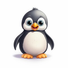 Obraz premium penguin cartoon drawing on white background.