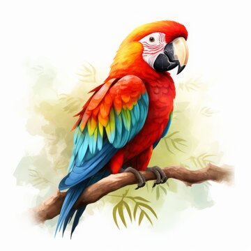 parrot cartoon drawing on white background.