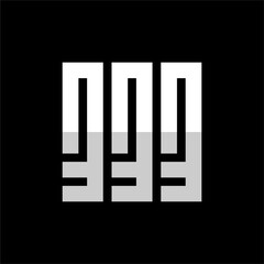 Number 333 logo design with black color, triple three monogram logo in square geometric shape