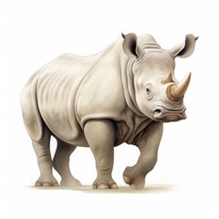 Obraz premium rhinoceros cartoon drawing on white background.