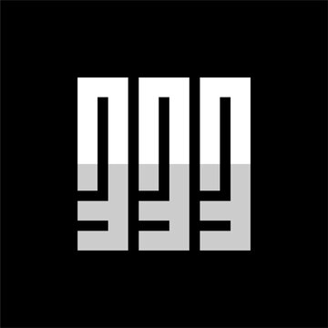 Number 333 logo design with black color, triple three monogram logo in square geometric shape