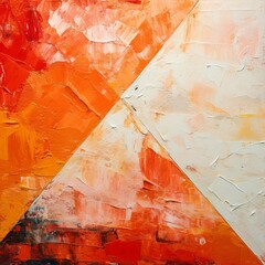油絵正方形抽象背景バナー）オレンジと白のX風の形を使ったデザイン