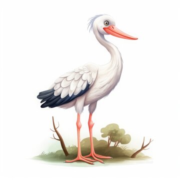 stork drawing on a white background.