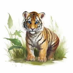 Obraz premium tiger drawing on white background.