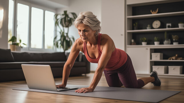 Old woman doing excersise Generative Ai