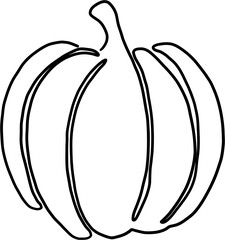 continuous freehand drawing of pumpkin.