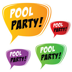 Pool Party speech balloon Vector