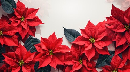 Poinsettia Plants with space for copy in a Holiday-themed image as a JPG. Generative ai