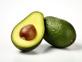Fresh avocado isolated on white background, avocado sliced closeup