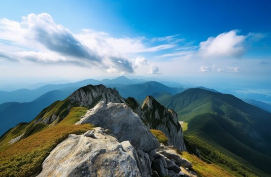 Mountain top scenery peak. Generate AI