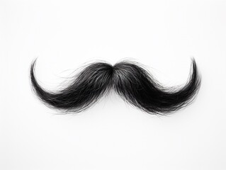 Black mustache isolated on white, facial hair props.