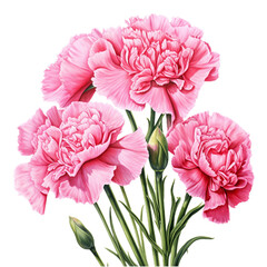 pink carnation flowers isolated