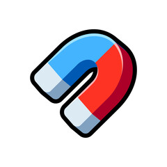 Isolated flat 3d magnet icon for game, interface, sticker, app. The sign in a cartoon style for match 3, arcade, rpg. The sprite for craft element in hyper casual mobile game