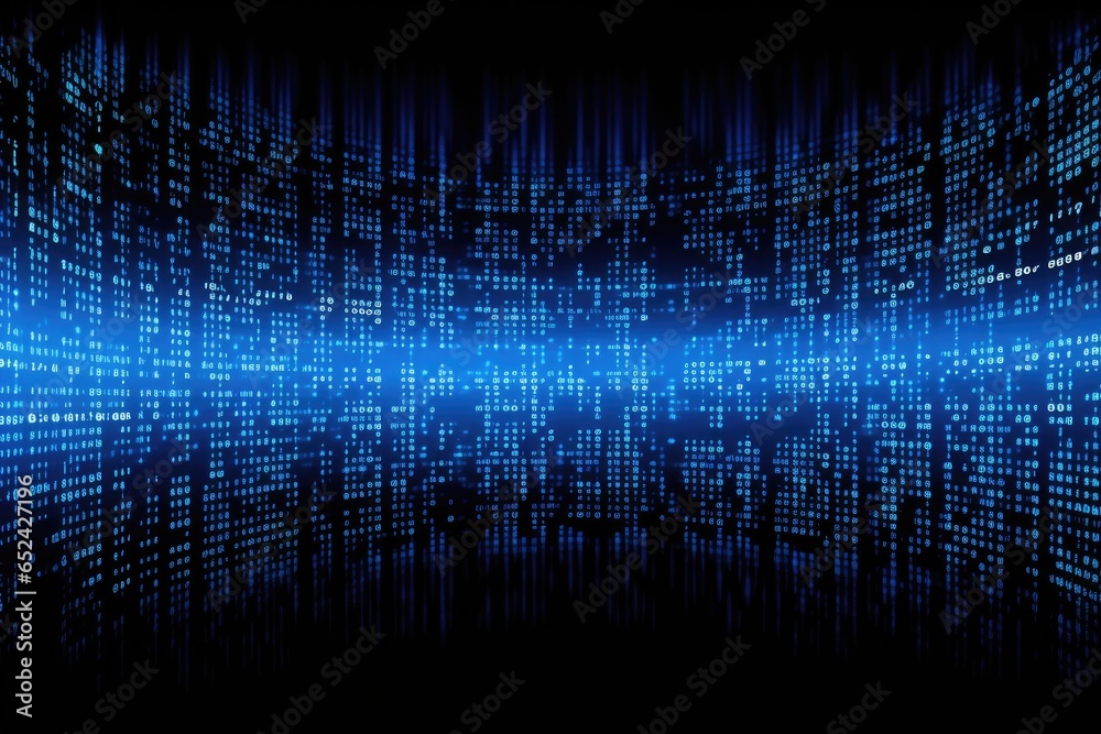 Wall mural blue background with binary data concept 