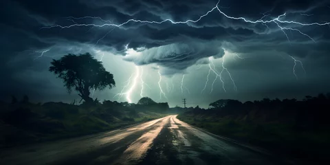 Fotobehang lightning in the storm © sam