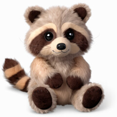 Toy raccoon on white background
