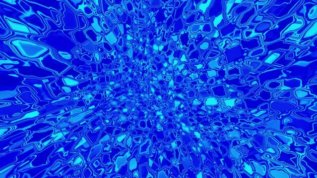 Psychedelic blue noise flickering segments as a looping background 3d render. Vj loop for night club, music festival, Dj disco