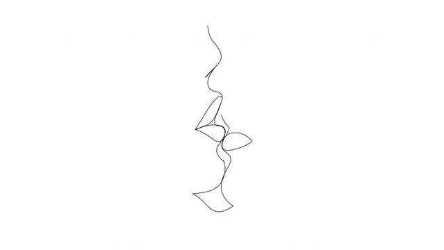 Continuous line two girls kiss line art animation. One line art.