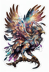Mystical griffin on white background. AI Generated