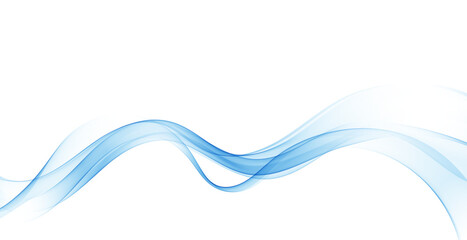 Blue wavy abstract wave flow on white background. - obrazy, fototapety, plakaty