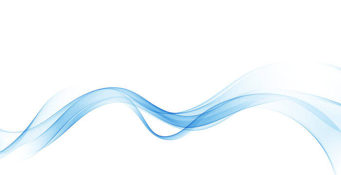 Blue wavy abstract wave flow on white background.