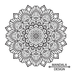 Attractive Flower Mandala Design Colouring Book Page for Kids